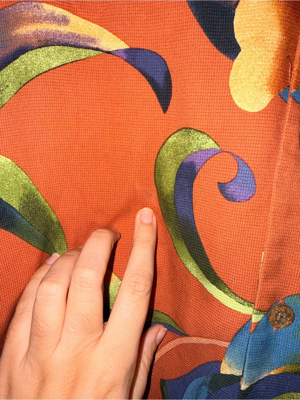 Tommy Bahama Orange Floral Short Sleeve Button-Down Shirt - Picture 3 of 5